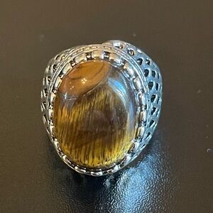 Tigers eye stone S925 silver women ring size 6.5